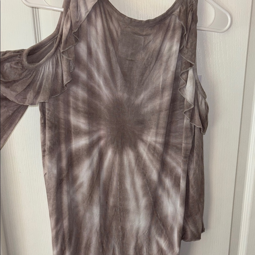 Chaser Gray Asymmetrical Ruffled Off Shoulder Top - Picture 5 of 5